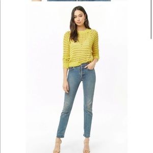 Forever 21 Yellow Open Knit Sweater